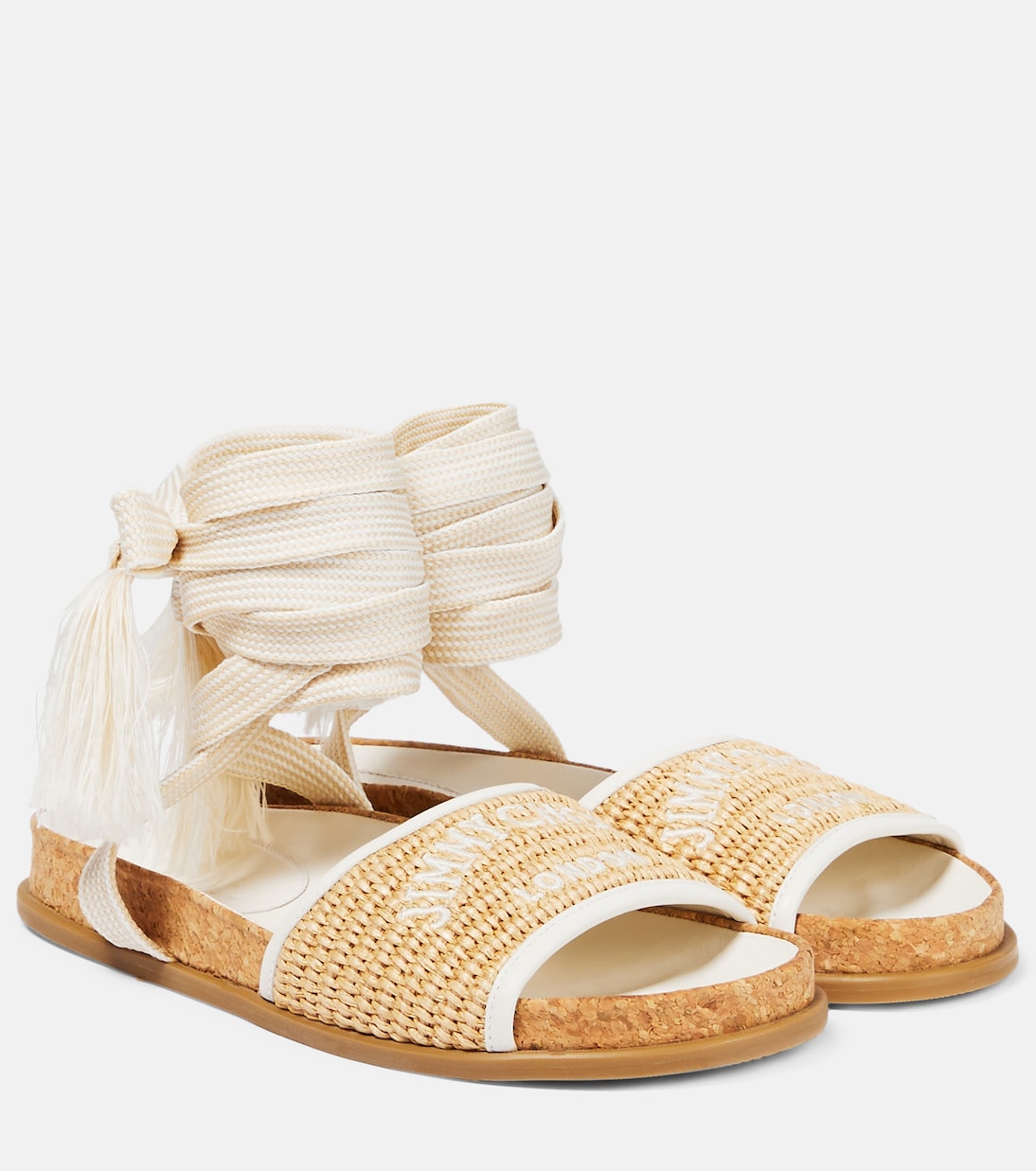 Gal Flat logo raffia sandals | Jimmy Choo