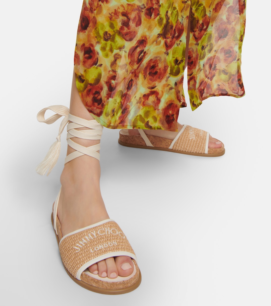Gal Flat logo raffia sandals | Jimmy Choo