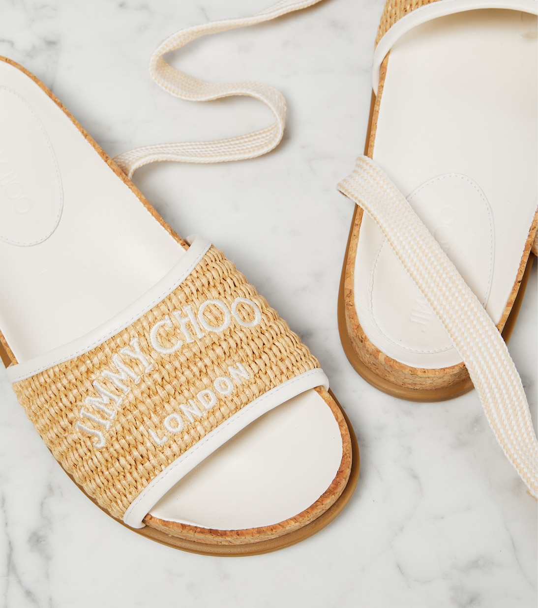 Gal Flat logo raffia sandals | Jimmy Choo