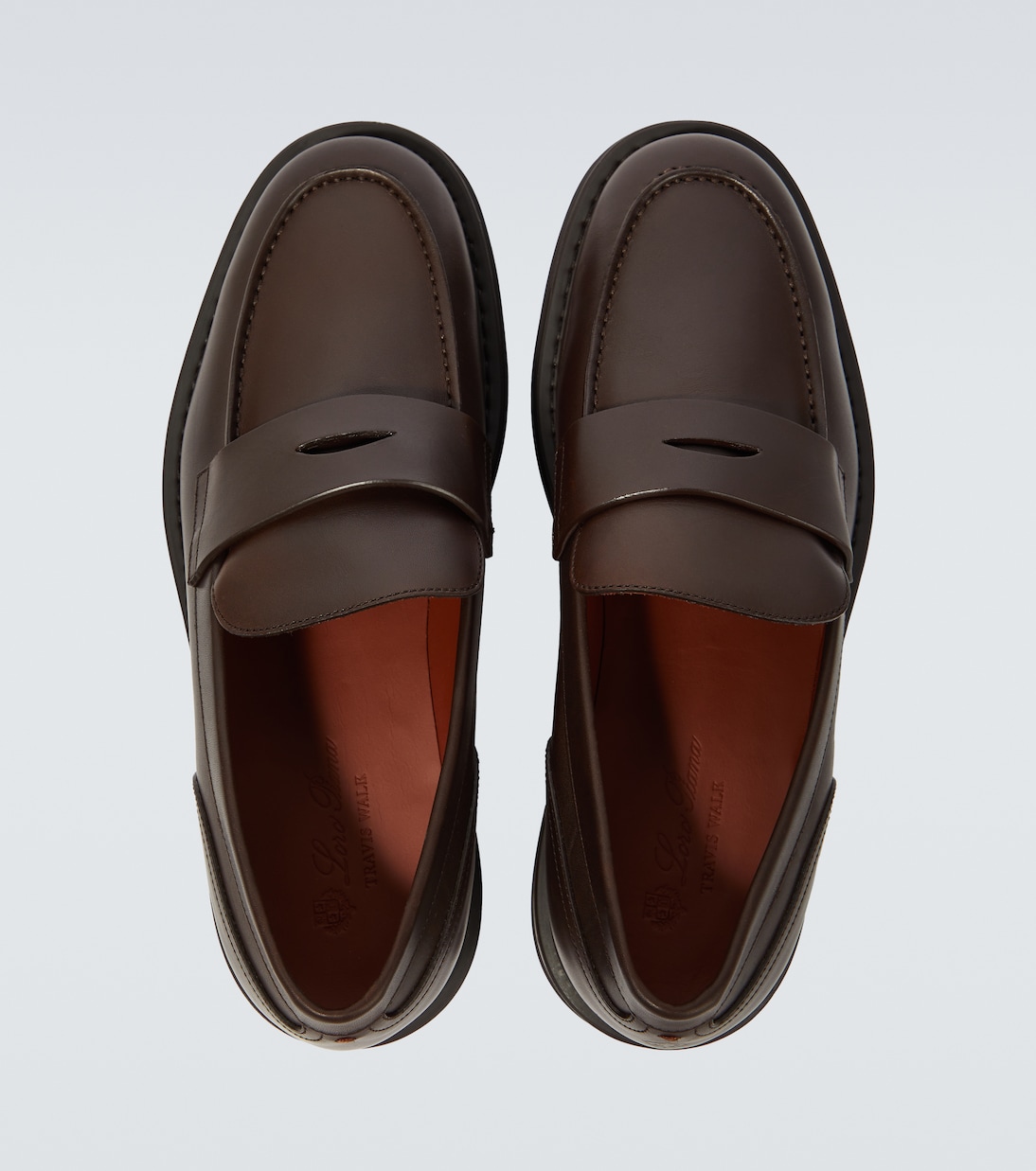 Travis leather penny loafers in brown Loro Piana Mytheresa