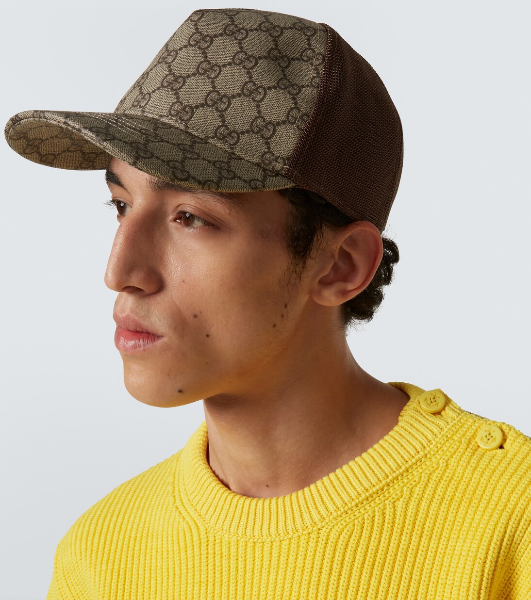 GG Supreme canvas and mesh baseball cap in brown Gucci Mytheresa