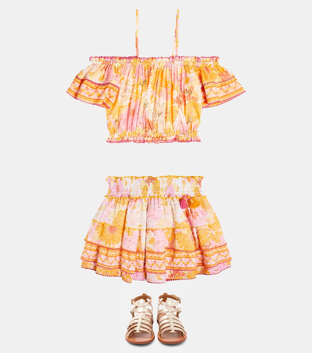 Gonna Ariel in cotone con stampa | Poupette St Barth Kids