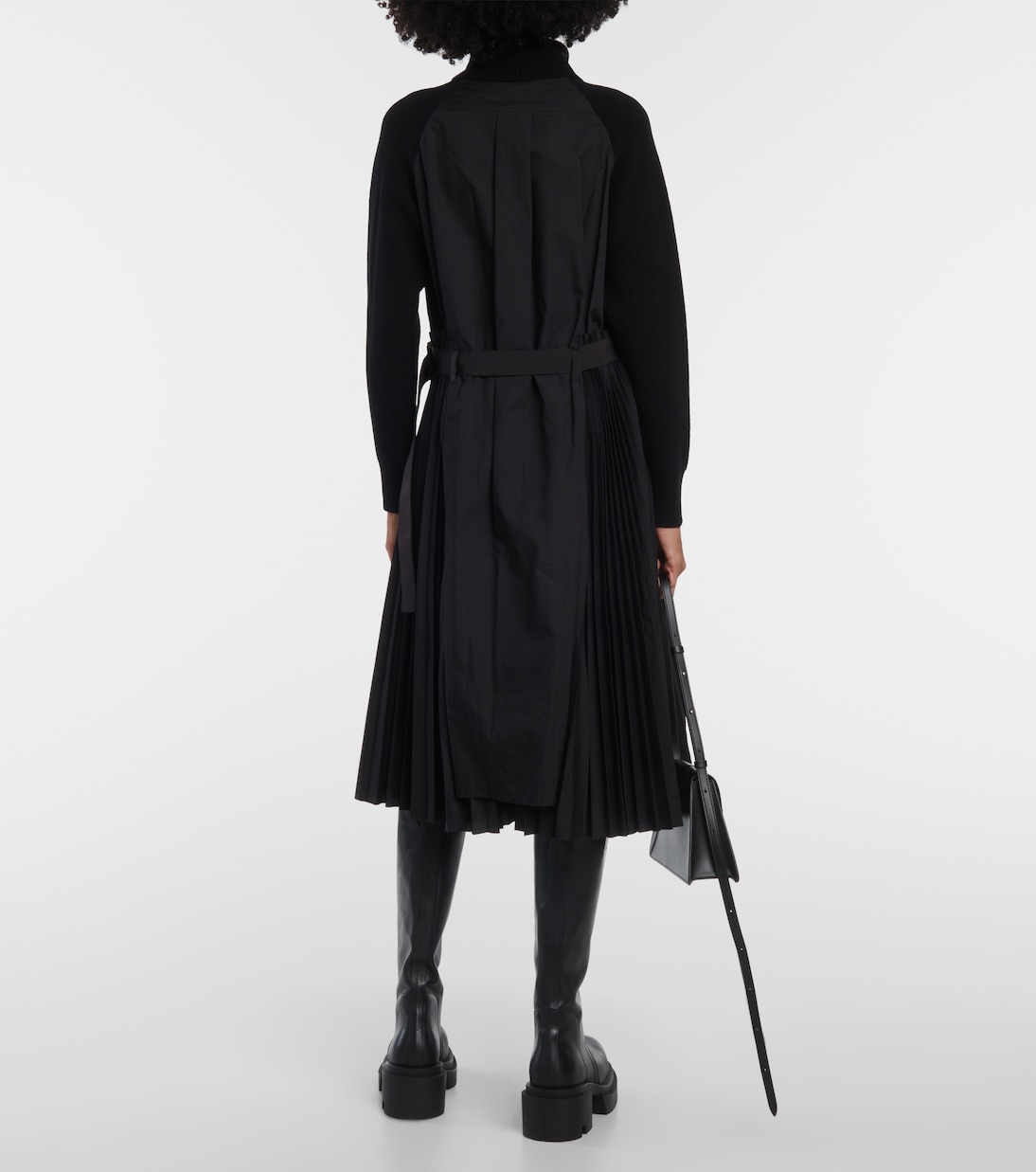 Vestido midi de cuello alto estilo Sacai para jóvenes modernos