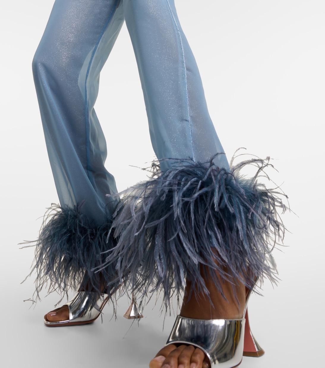Plumage feather-trimmed wide-leg pants | Oséree