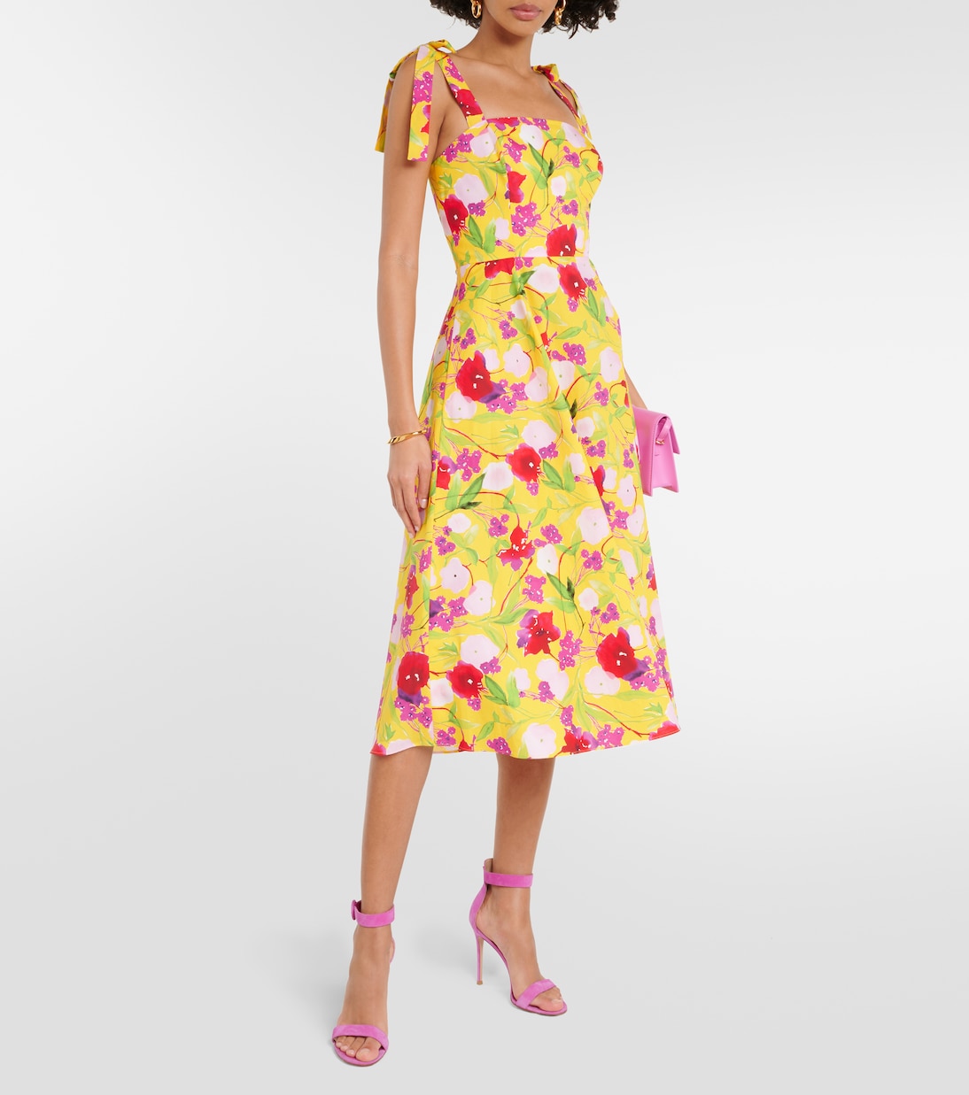 Vestido midi de algodón floral | Carolina Herrera