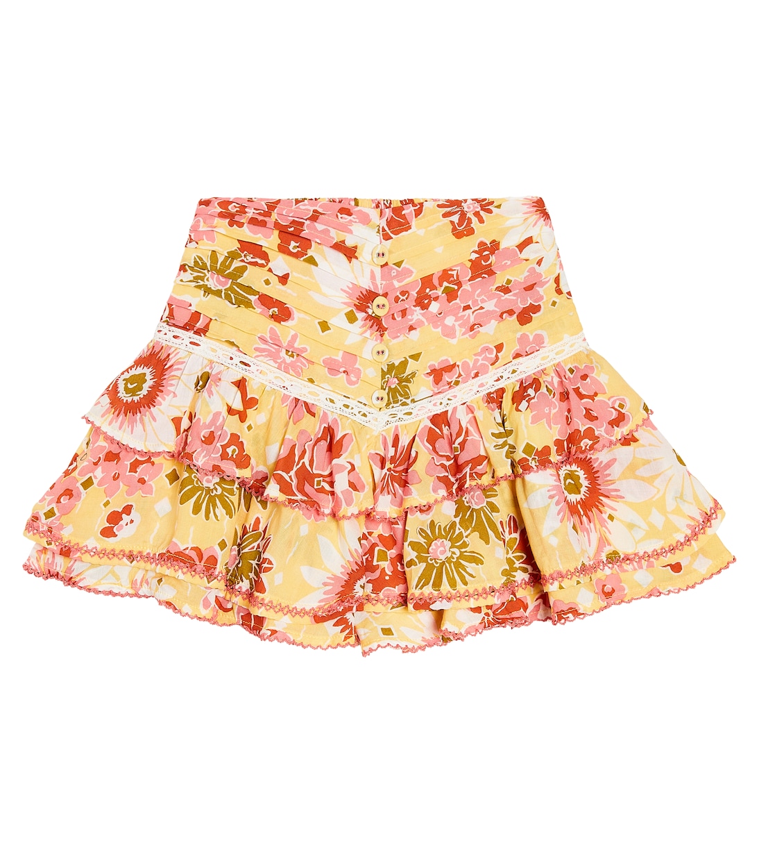Alizee floral ruflled cotton skirt | Poupette St Barth Kids
