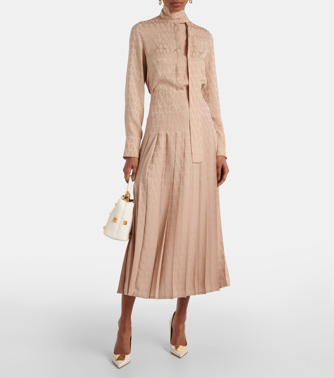 Falda midi Toile Iconographe de seda plisada | Valentino