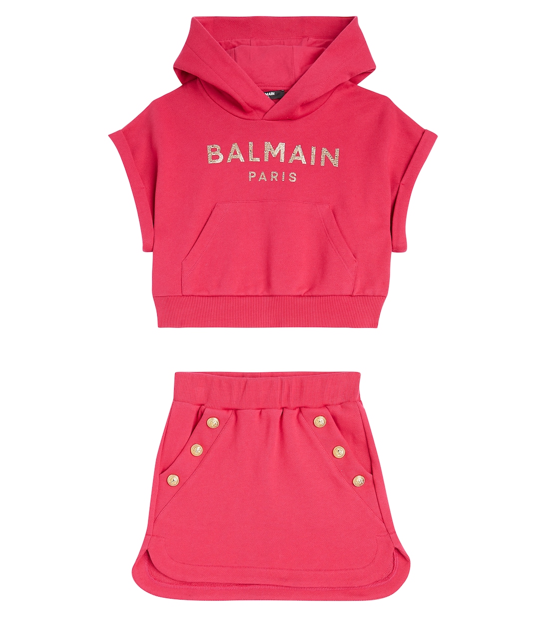 Set de sudadera y falda de forro polar | Balmain Kids