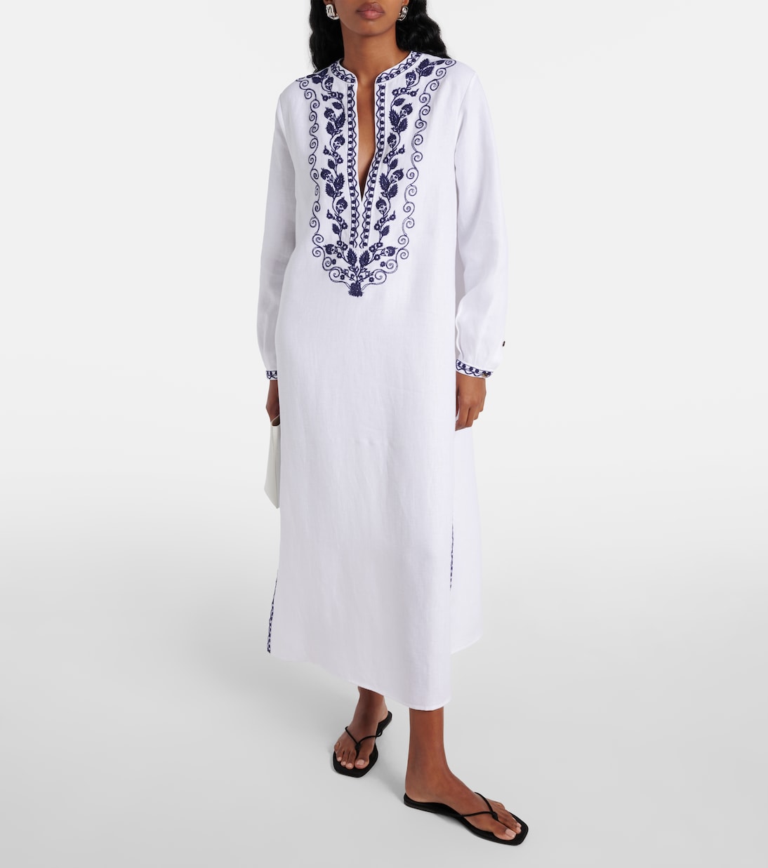 Bestickter Kaftan Faye aus Leinen | Loro Piana