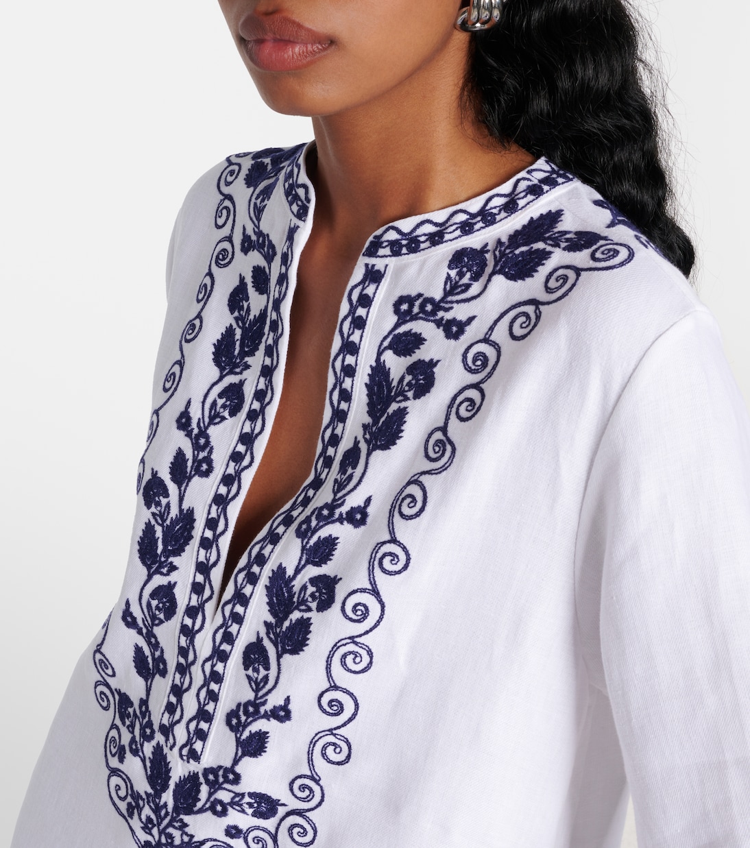Bestickter Kaftan Faye aus Leinen | Loro Piana