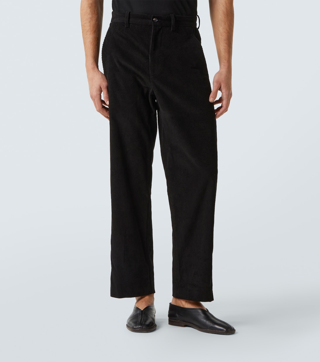 Pantalon droit en velours côtelé de coton à sequins | Bode