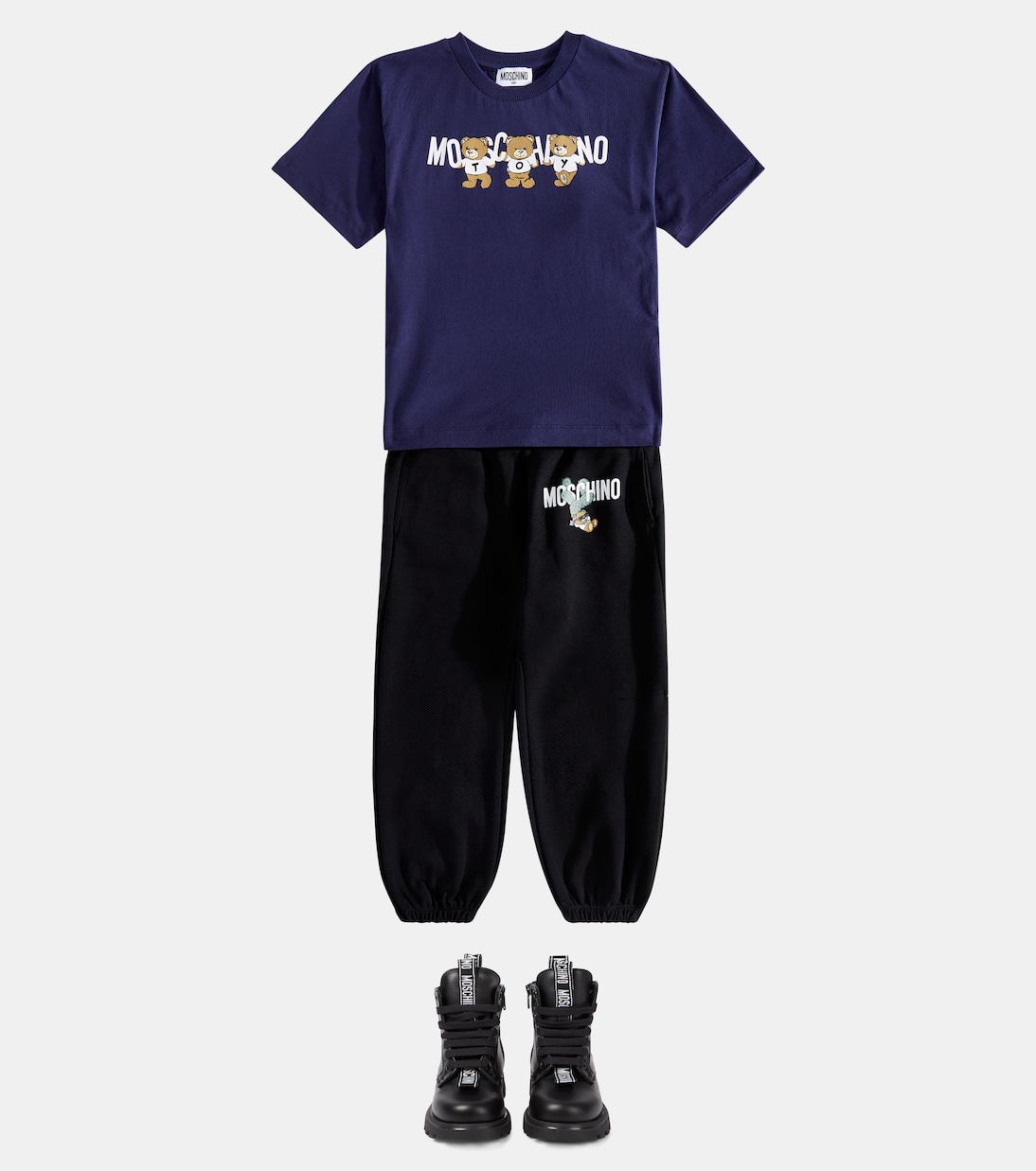 Anfibi in pelle con logo | Moschino Kids