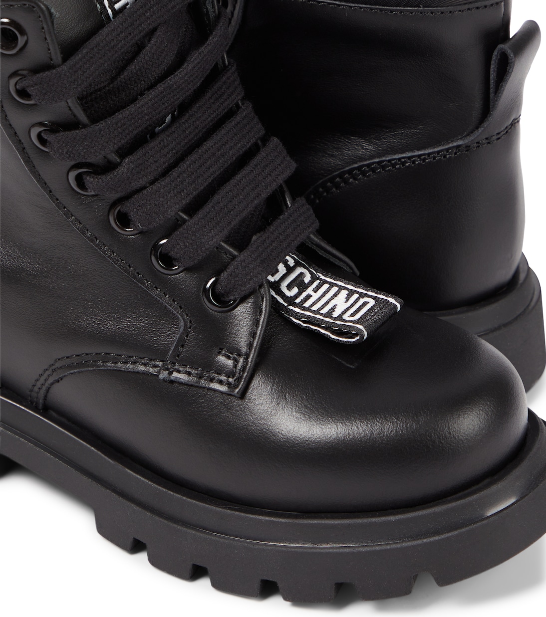 Anfibi in pelle con logo | Moschino Kids