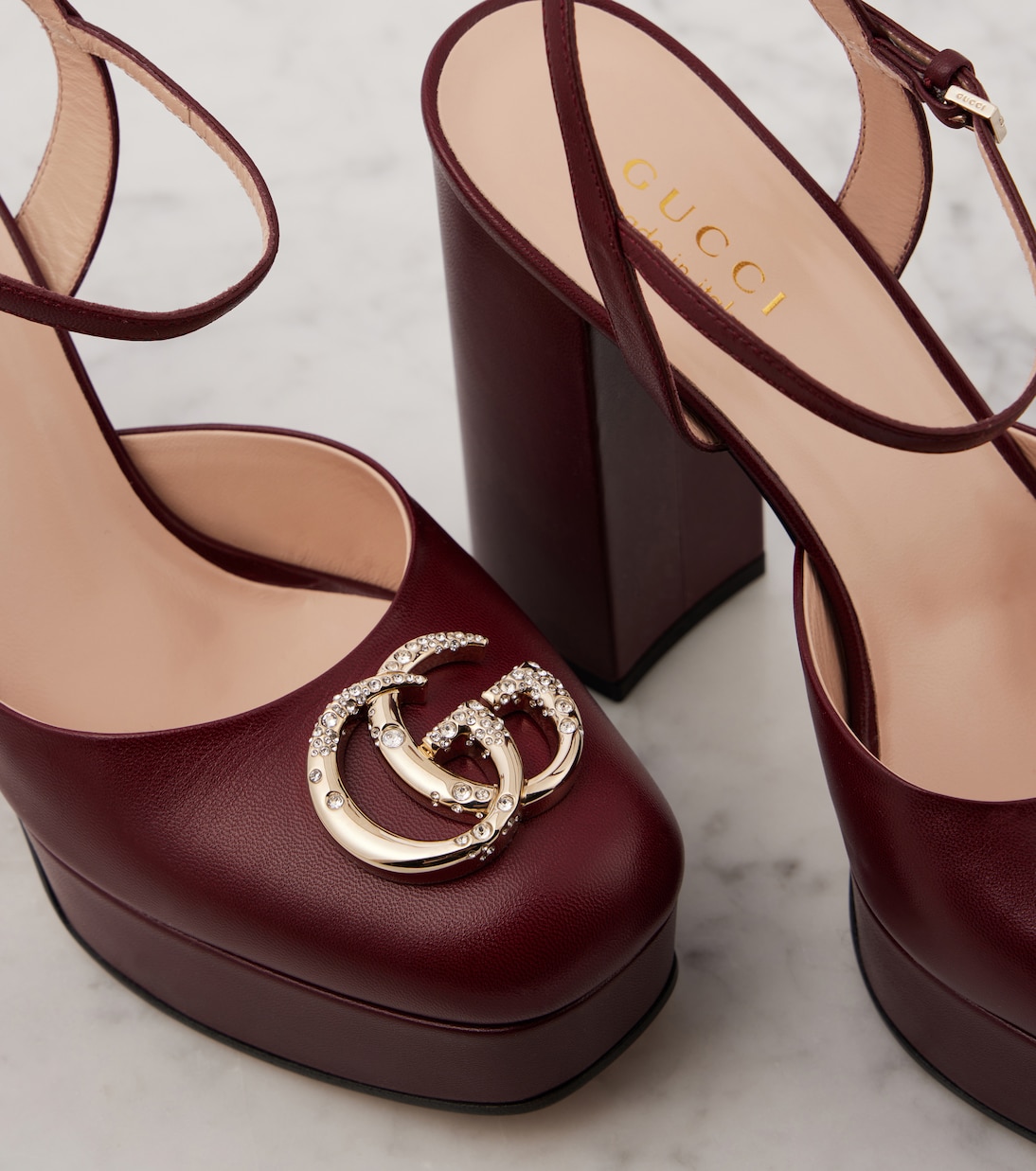 Double G leather platform pumps | Gucci