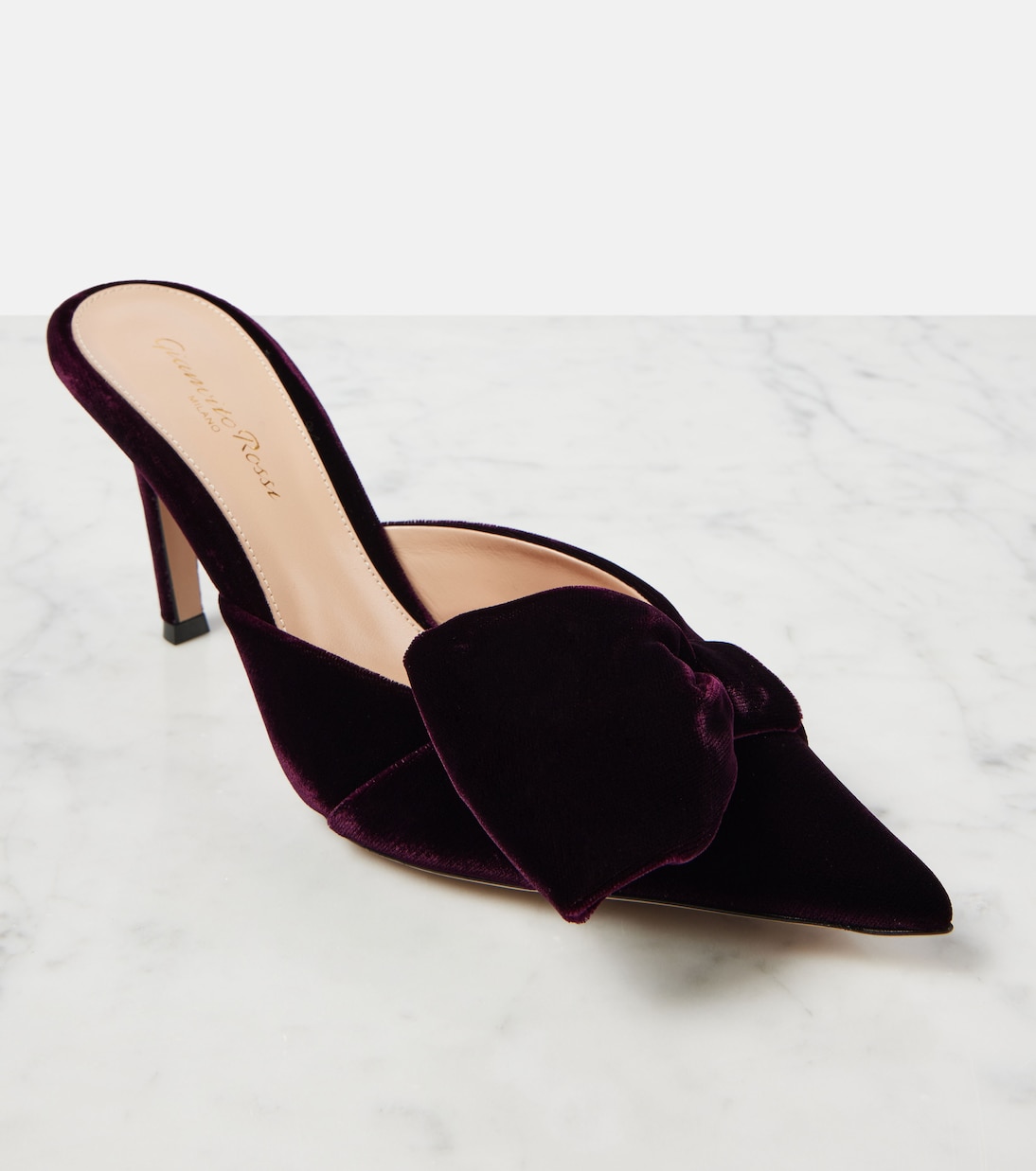 Mules 85 in velluto con fiocco | Gianvito Rossi