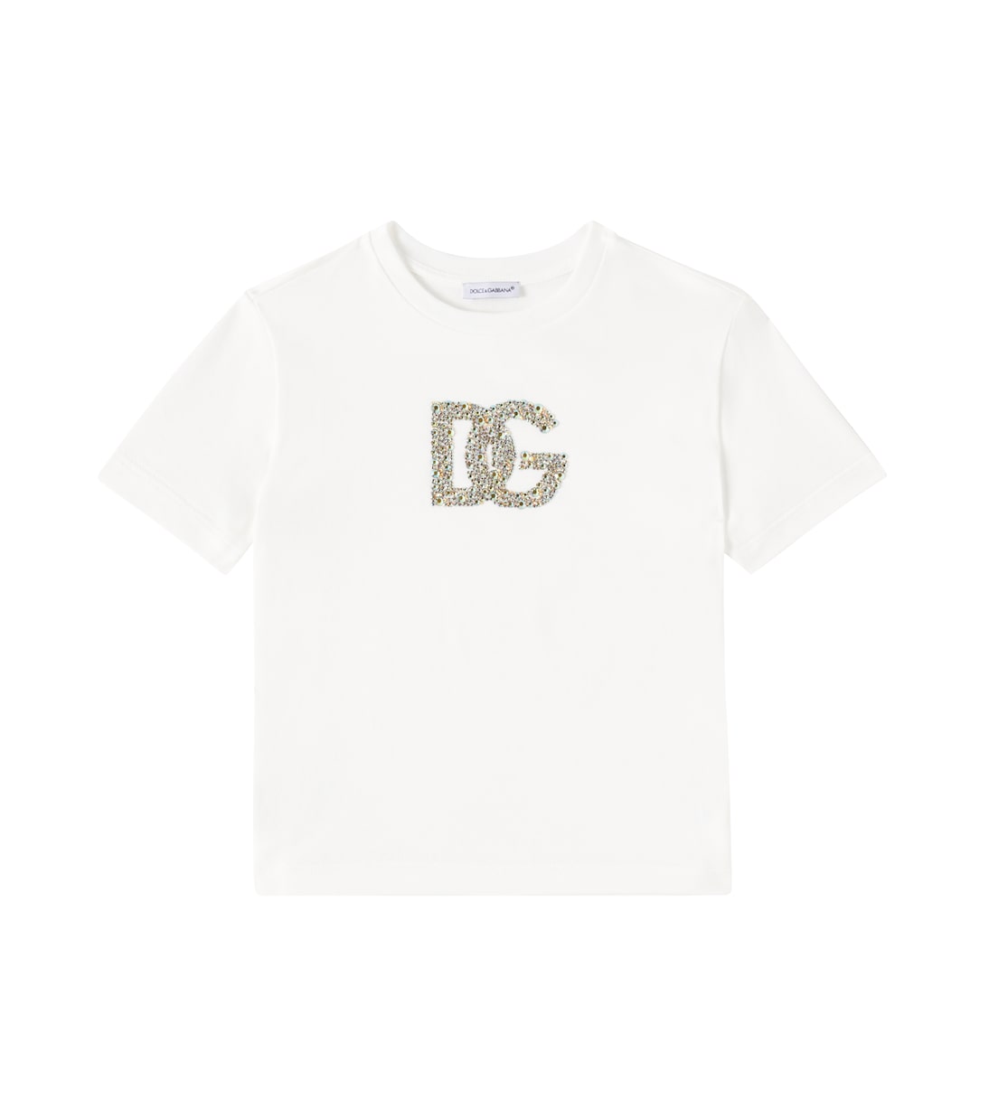 Camiseta de jersey de algodón con DG adornada | Dolce&Gabbana Kids
