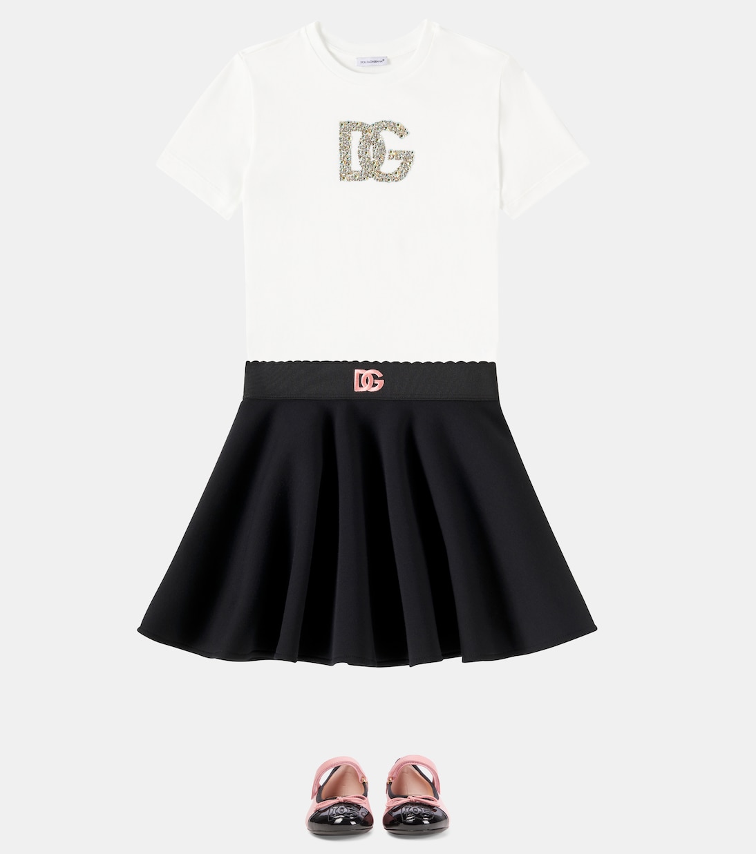 Camiseta de jersey de algodón con DG adornada | Dolce&Gabbana Kids