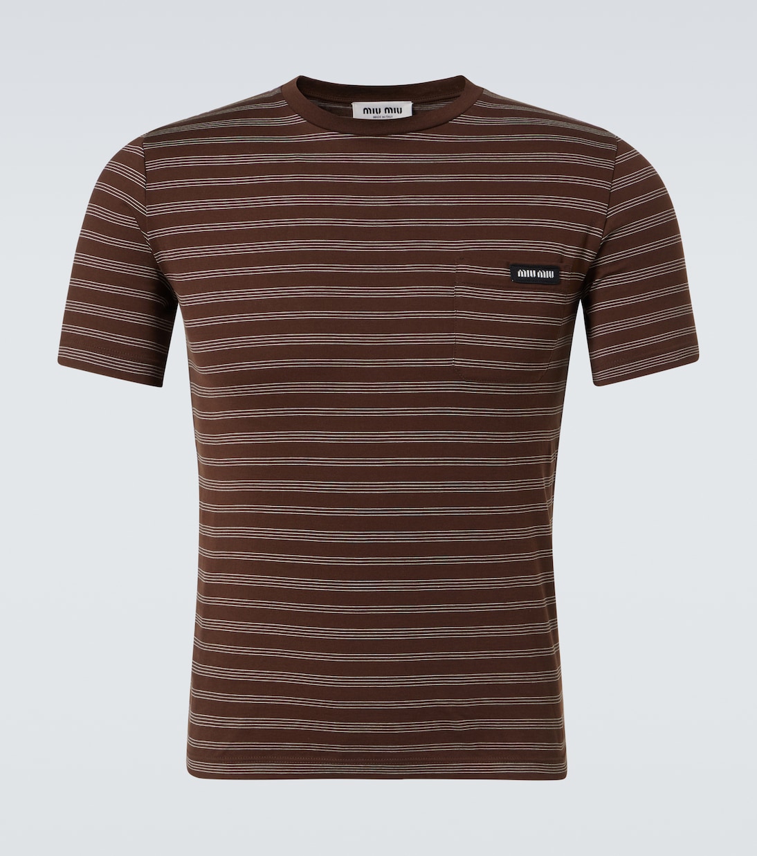 T-shirt in jersey di cotone a righe | Miu Miu