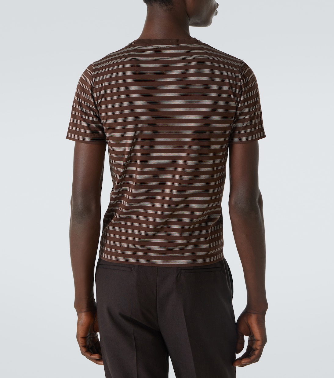 T-shirt in jersey di cotone a righe | Miu Miu
