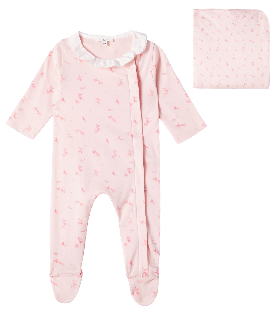 Baby cotton jersey onesie and blanket set | Chloé Kids