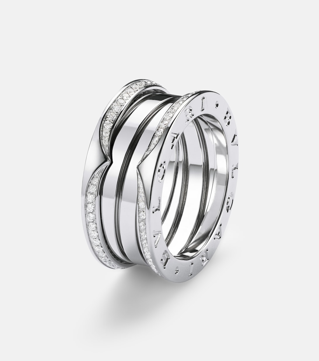Anello B.zero1 in oro bianco 18kt con diamanti | Bvlgari