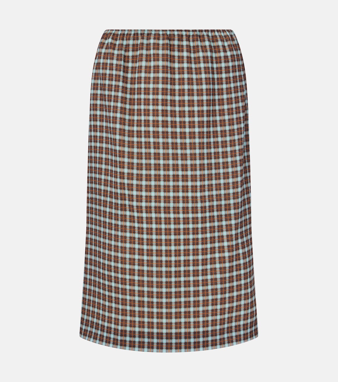 Gonna midi in misto seta a quadri | Prada