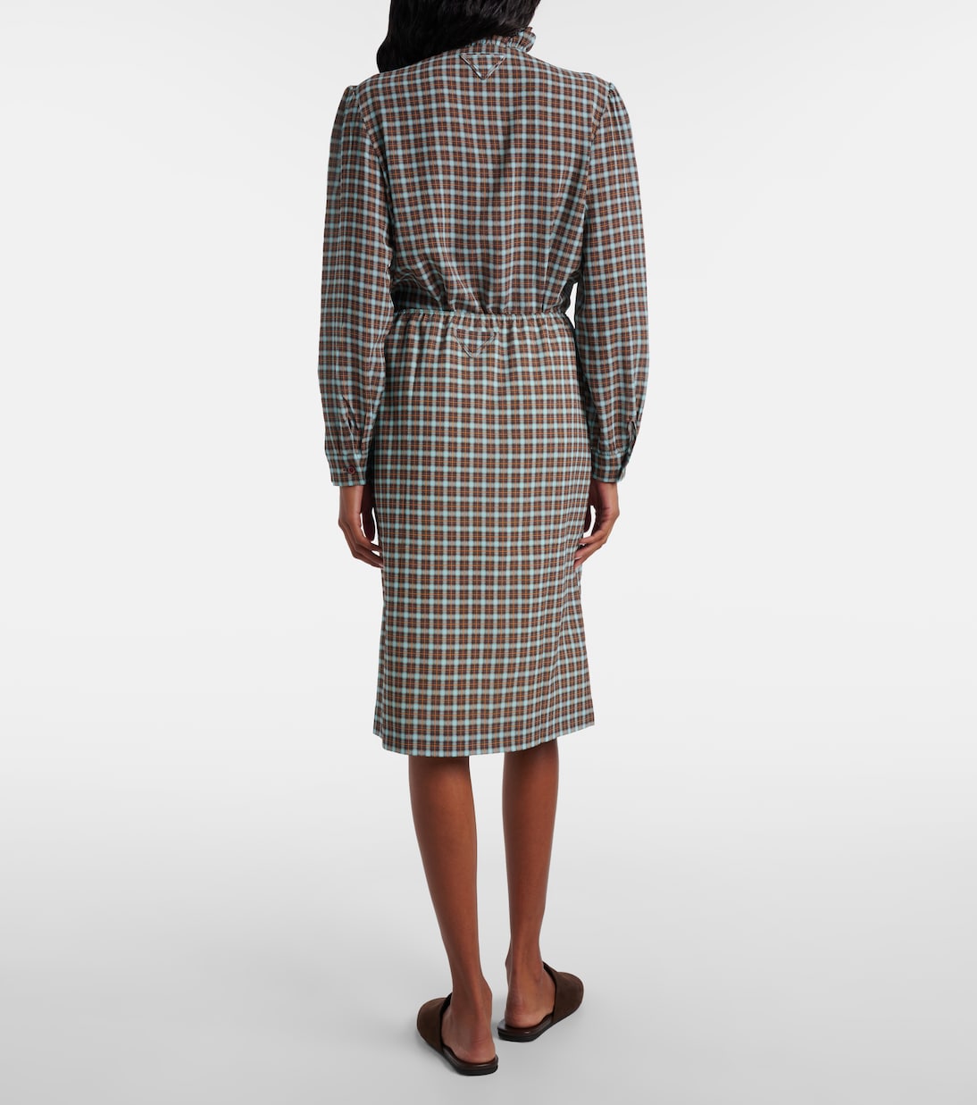 Gonna midi in misto seta a quadri | Prada