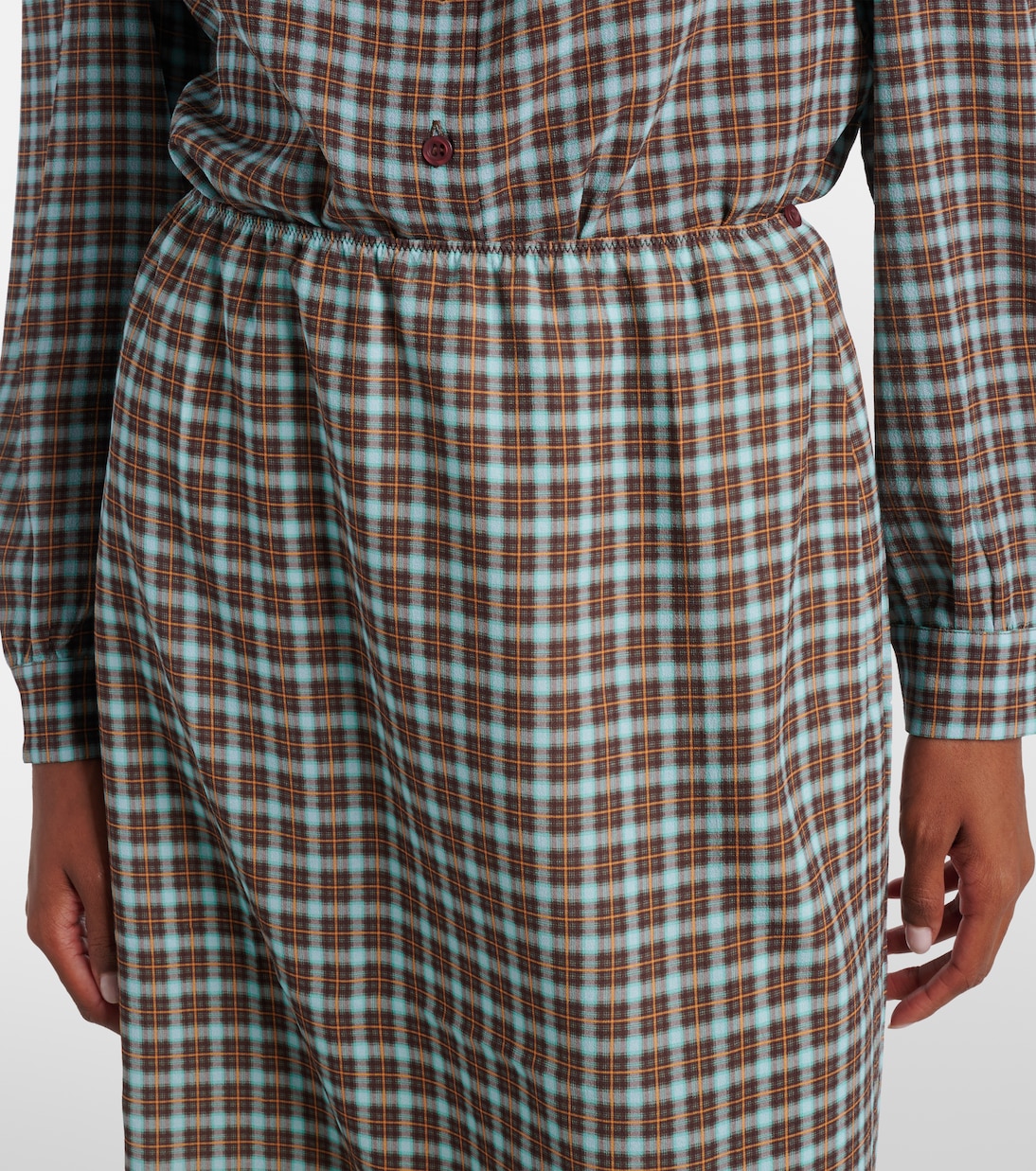 Gonna midi in misto seta a quadri | Prada