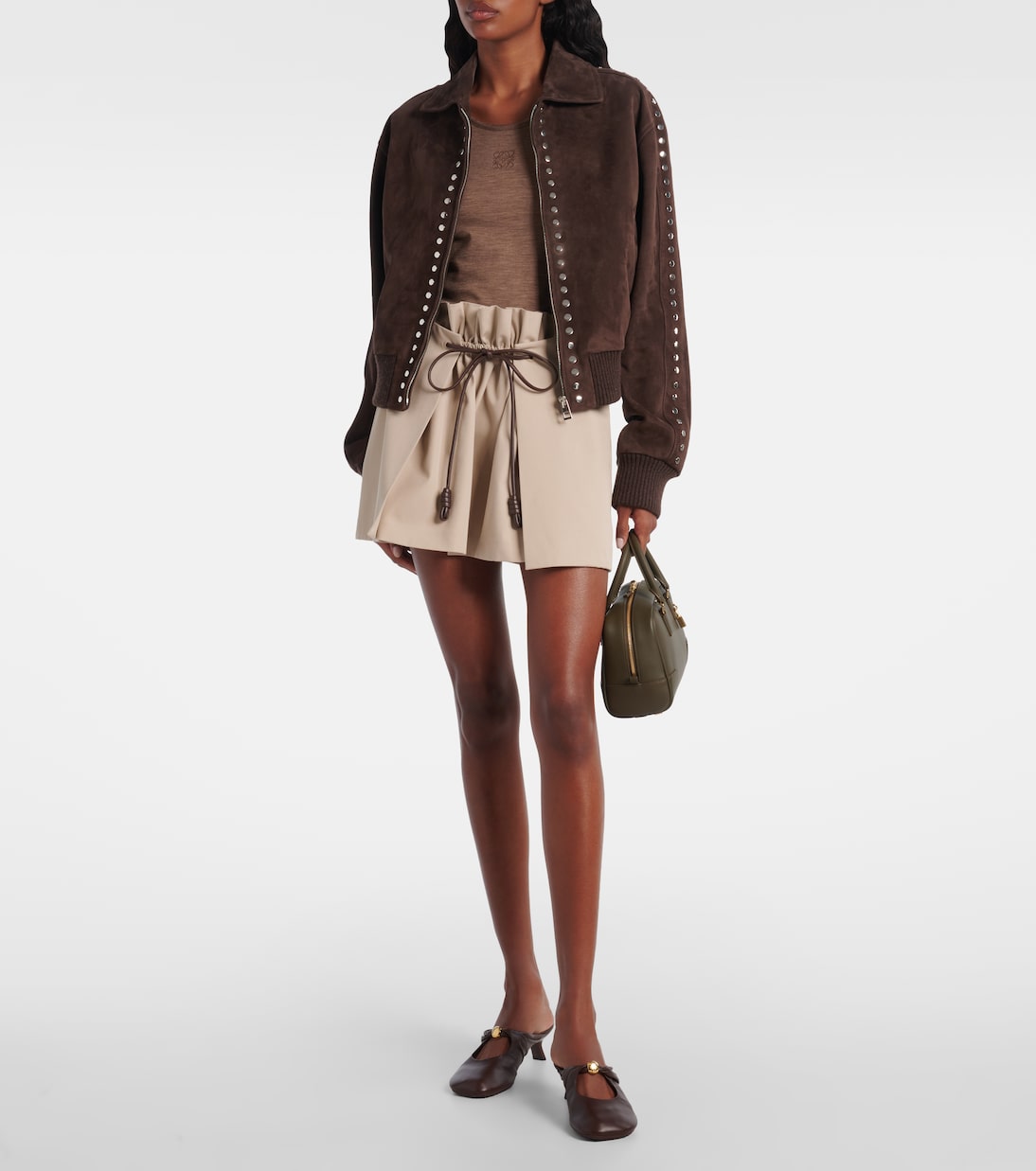 Studded suede bomber jacket | Loewe