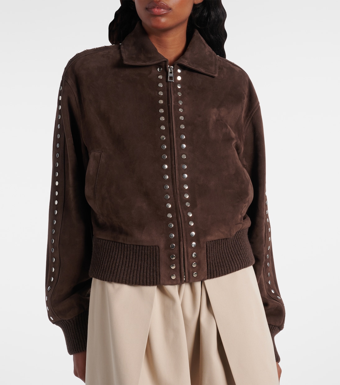 Studded suede bomber jacket | Loewe