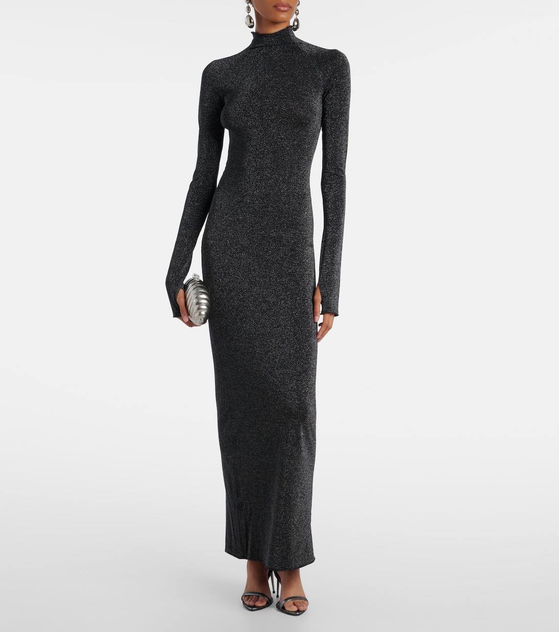 Lamé turtleneck maxi dress  | SIR