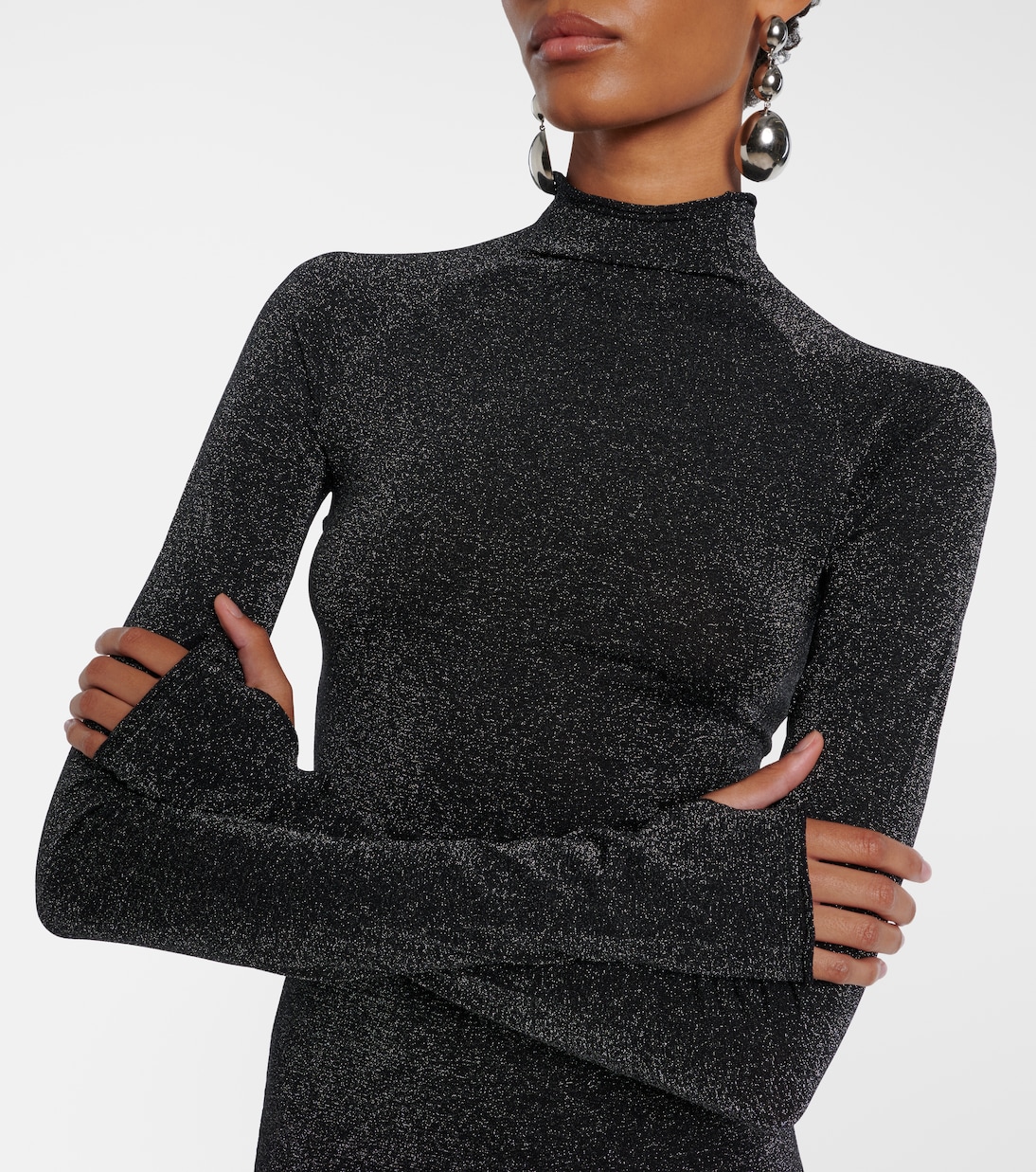 Lamé turtleneck maxi dress  | SIR