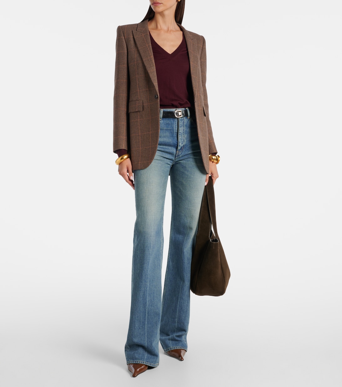 Blazer en laine et cachemire à carreaux | Saint Laurent