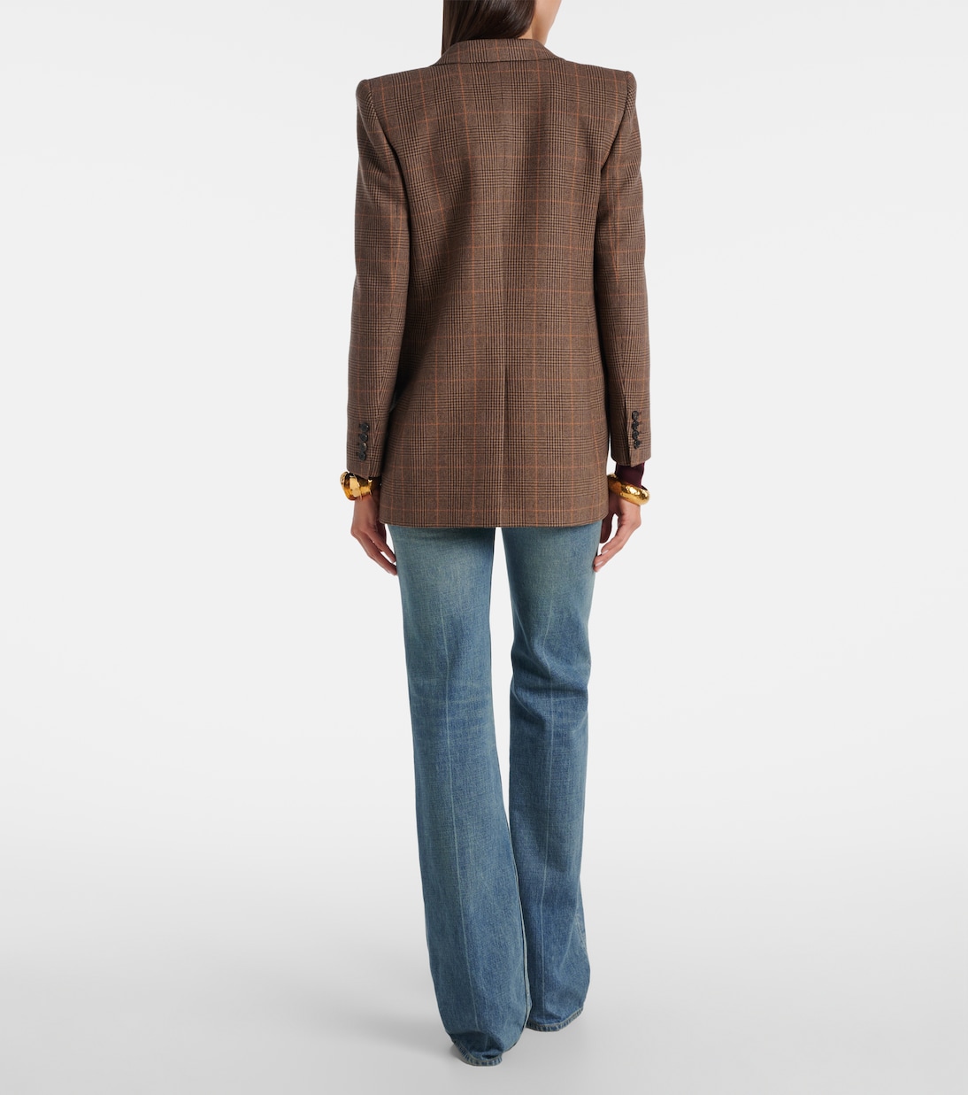 Blazer en laine et cachemire à carreaux | Saint Laurent