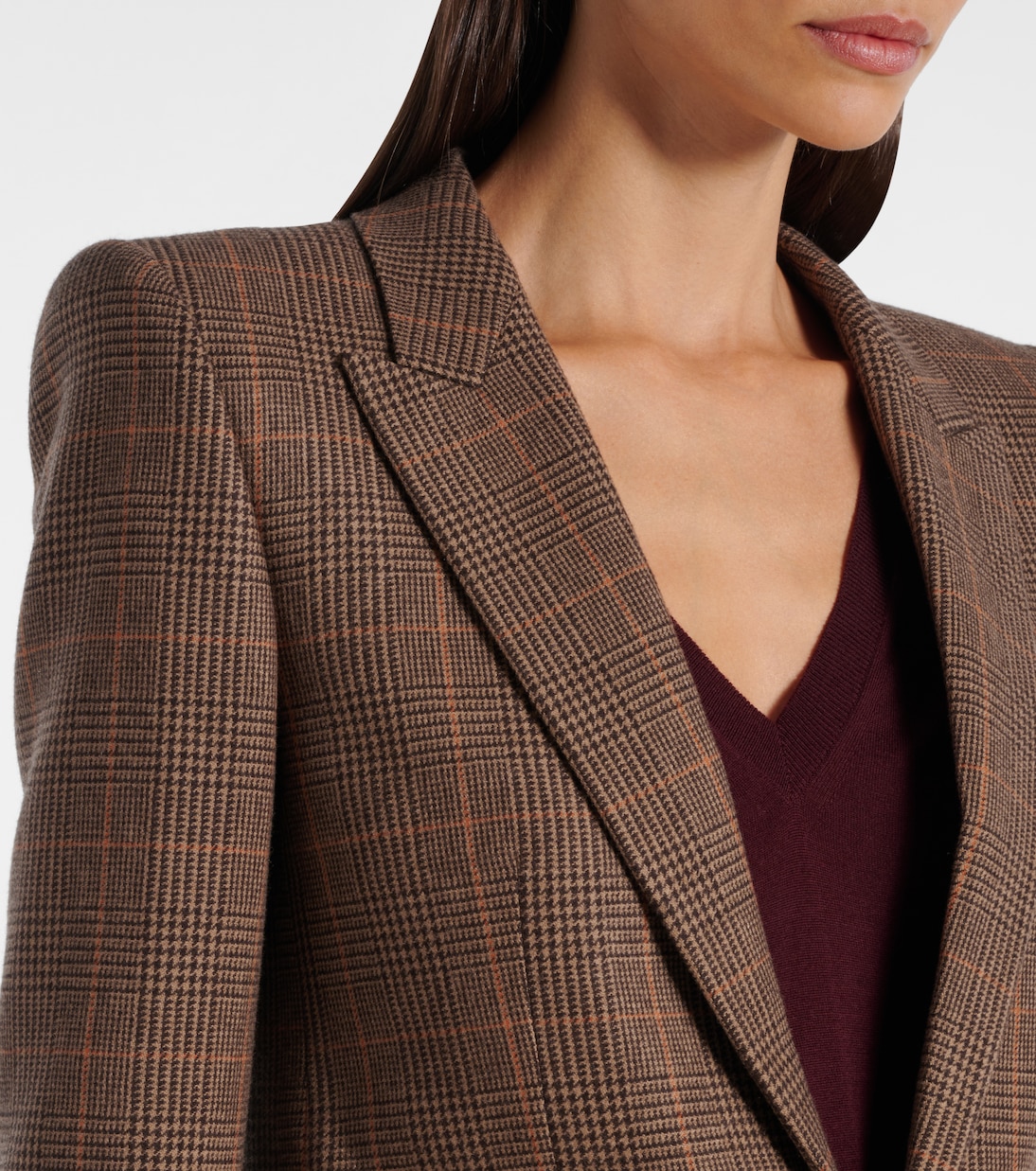 Blazer en laine et cachemire à carreaux | Saint Laurent
