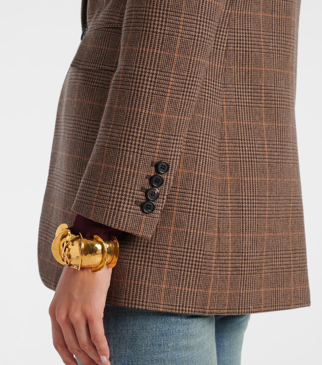 Blazer en laine et cachemire à carreaux | Saint Laurent