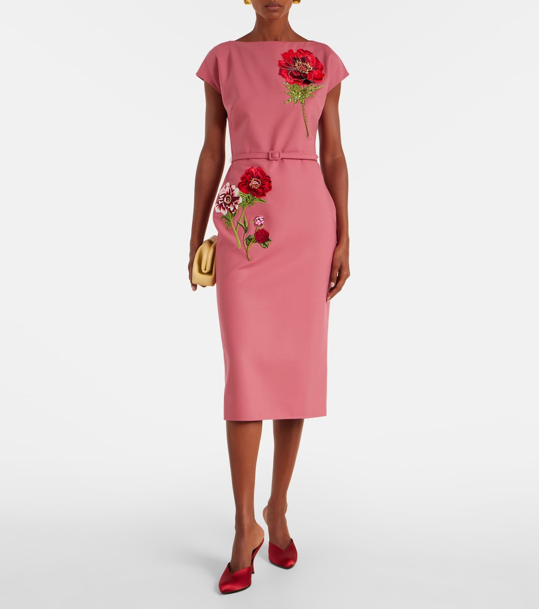 Floral-appliqué maxi dress | Oscar de la Renta