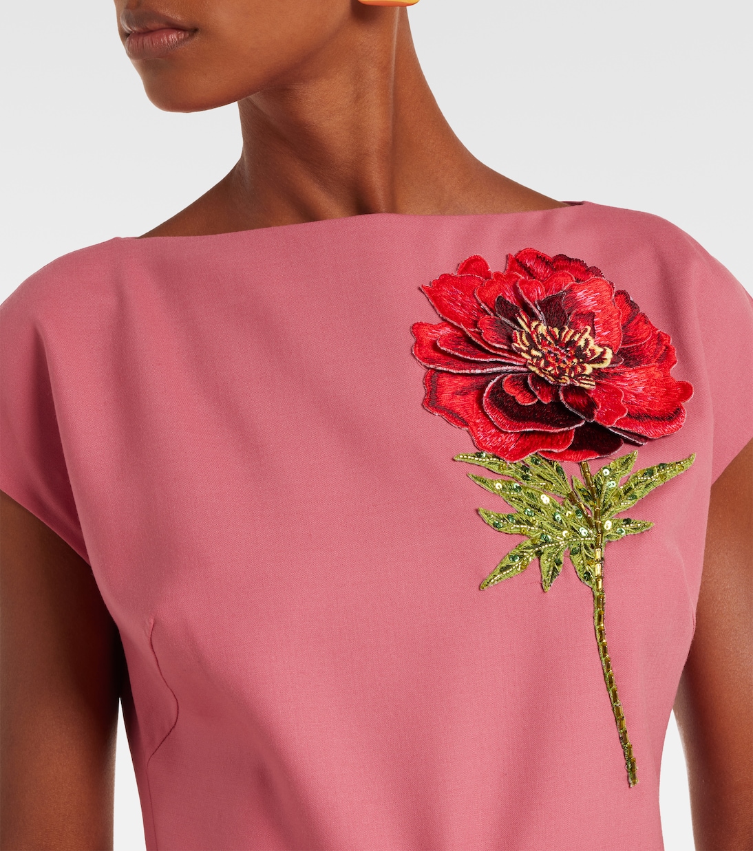 Floral-appliqué maxi dress | Oscar de la Renta