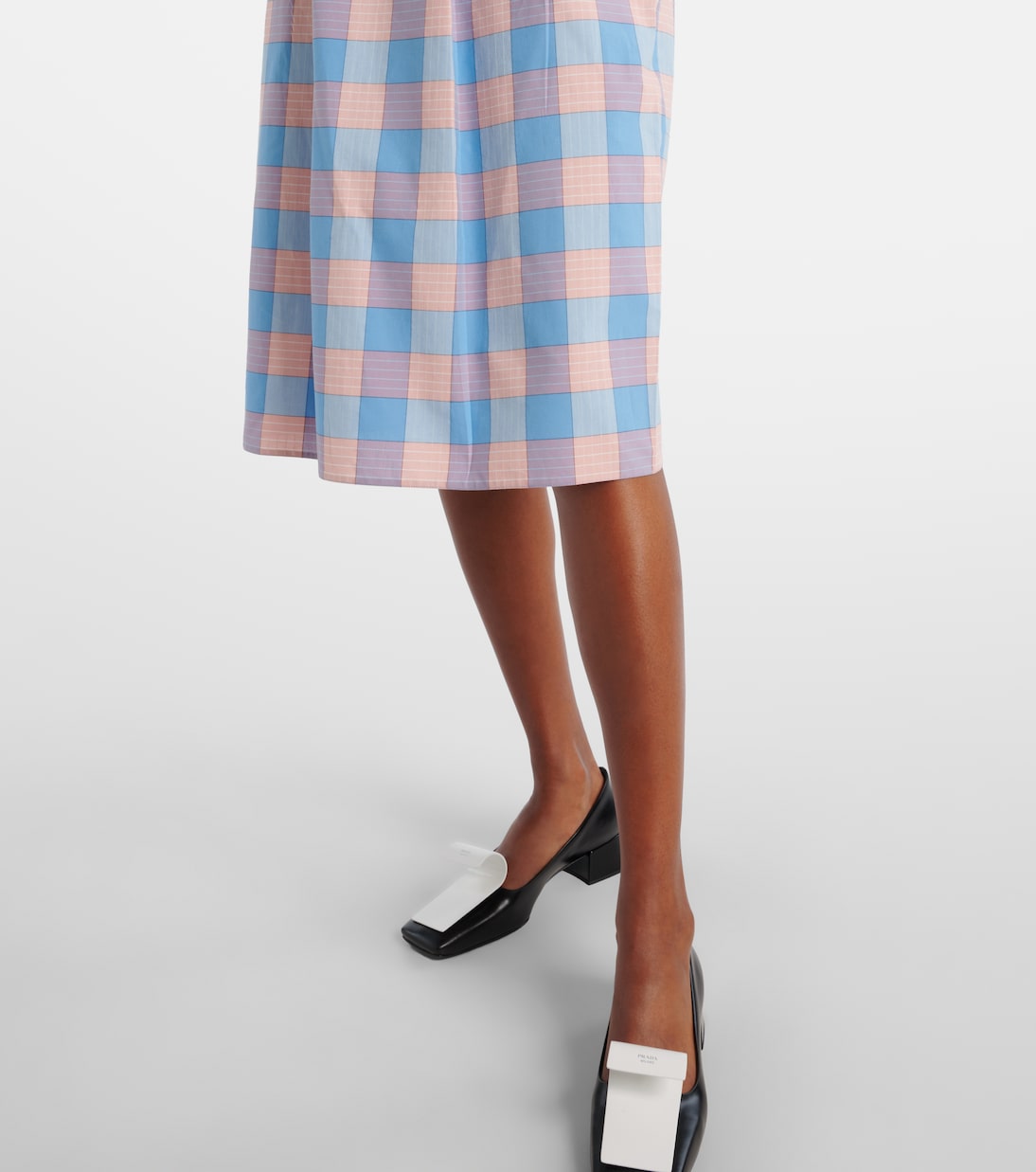 Checked cotton poplin midi skirt | Prada