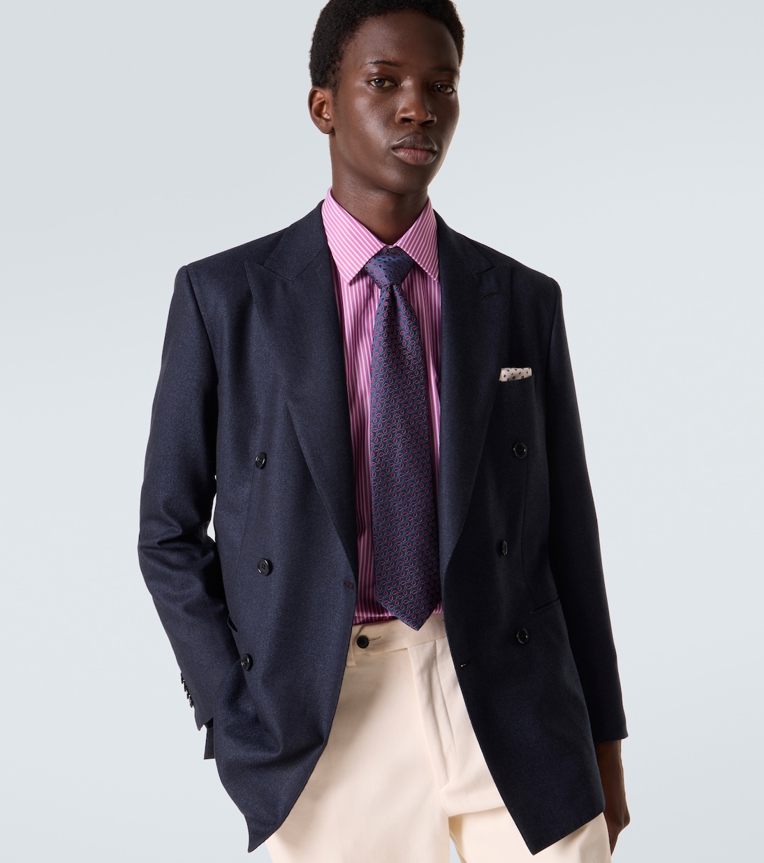 Embroidered silk tie | Charvet
