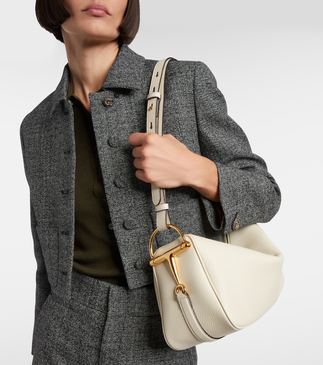 Bolso al hombro Half Horsebit Medium de piel | Gucci