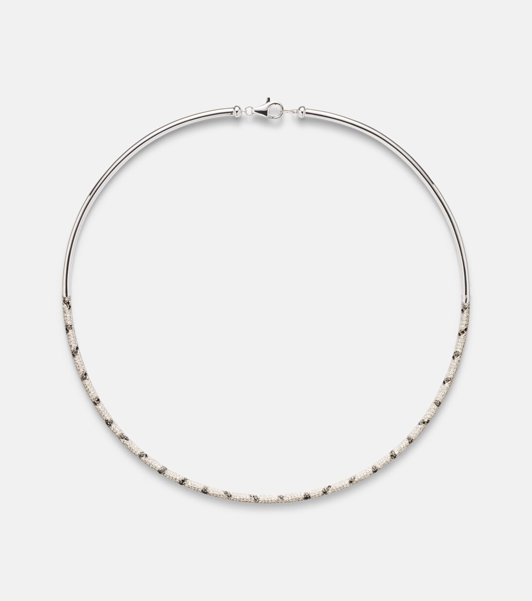 Torque Zèbre 9kt white gold necklace with diamonds | Yvonne Léon