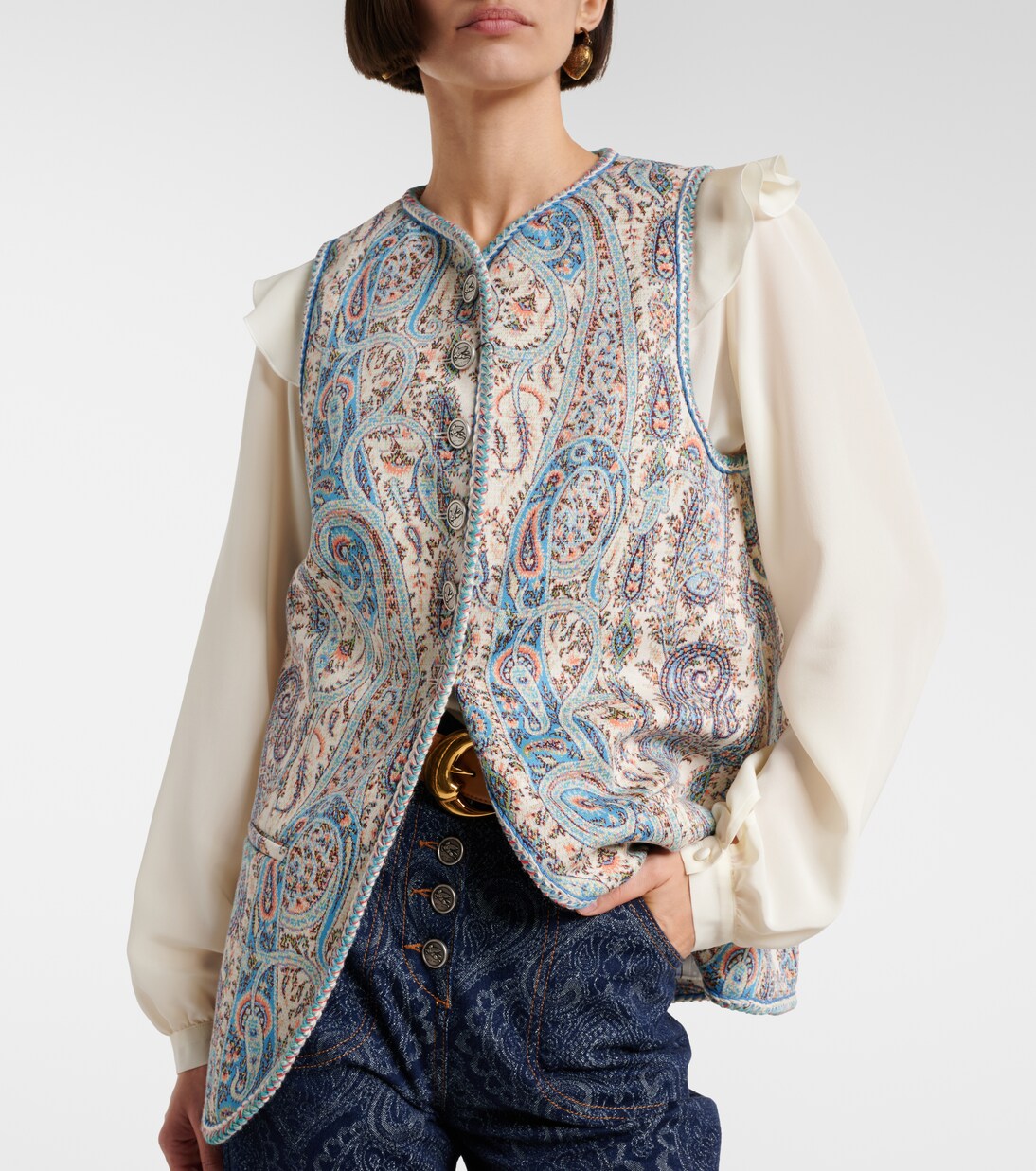 Paisley cotton-blend jacquard vest | Etro