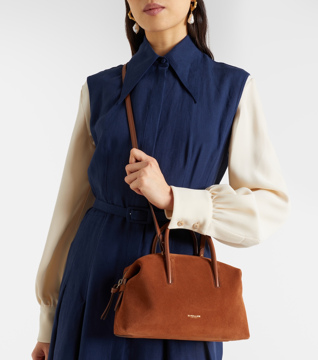 Stockholm Small suede top-handle bag  | DeMellier
