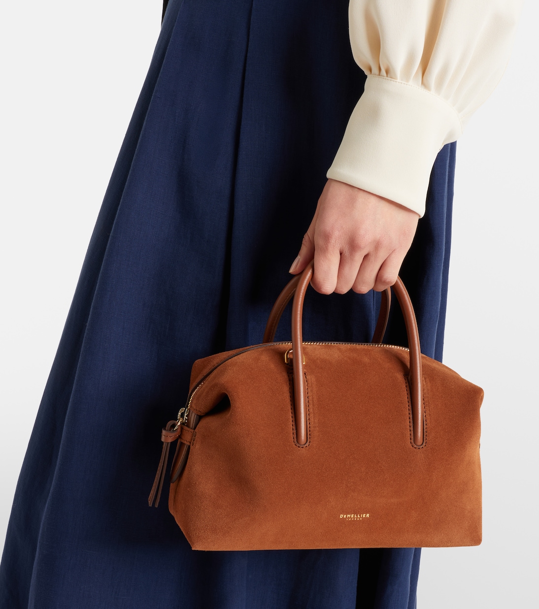 Stockholm Small suede top-handle bag  | DeMellier