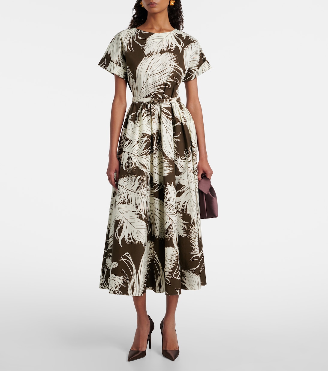 Printed cotton-blend poplin midi dress | Oscar de la Renta