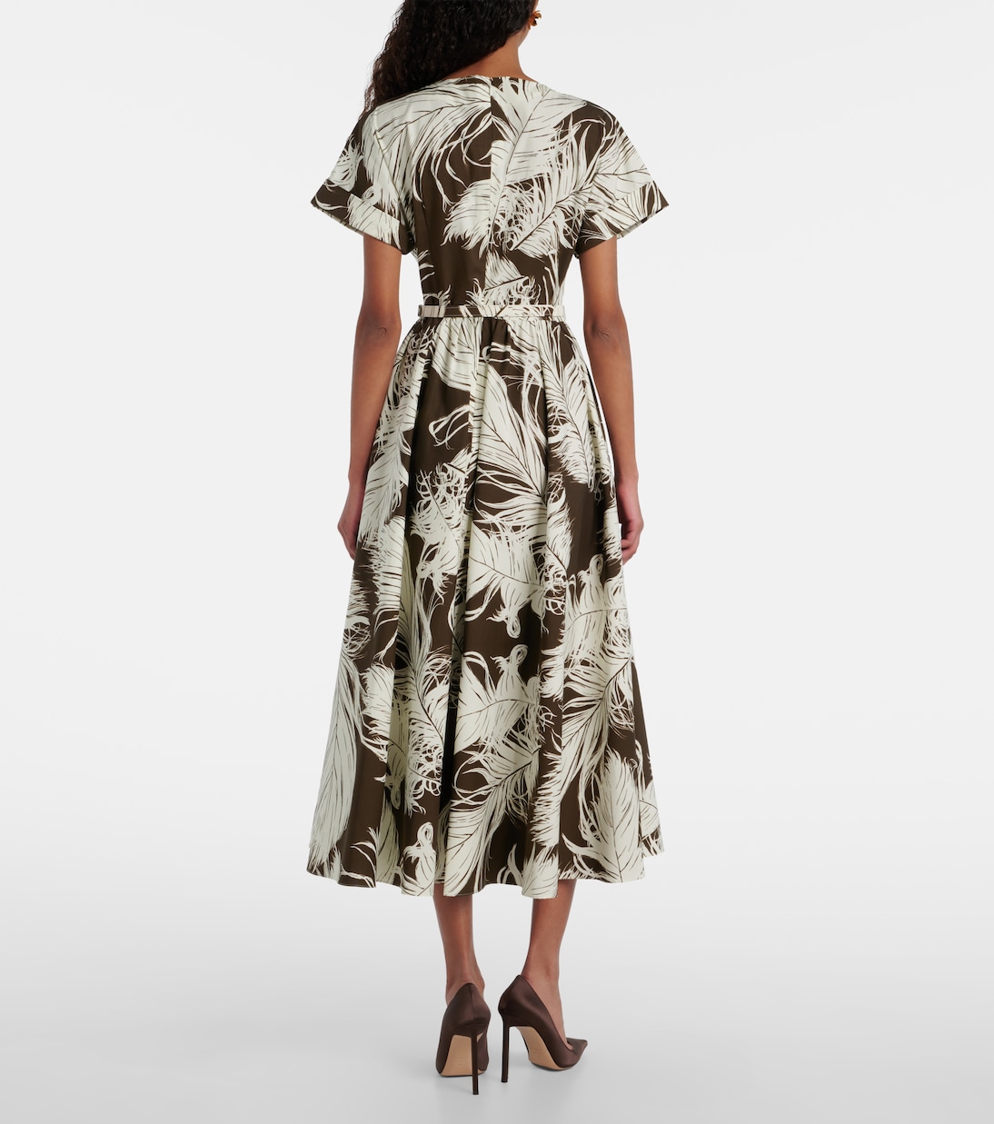 Printed cotton-blend poplin midi dress | Oscar de la Renta