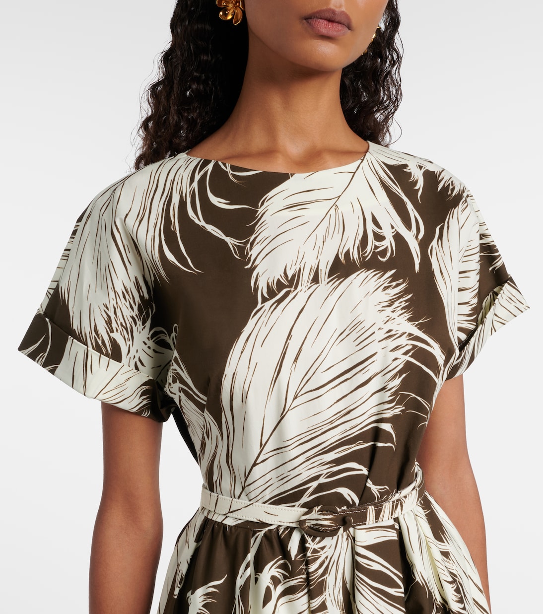Printed cotton-blend poplin midi dress | Oscar de la Renta