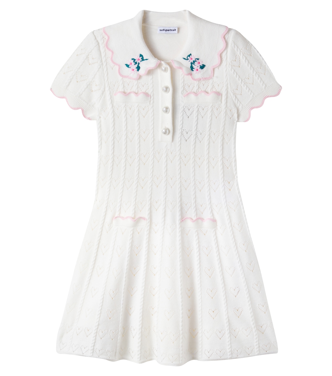 Embroidered pointelle dress | Self-Portrait Kids