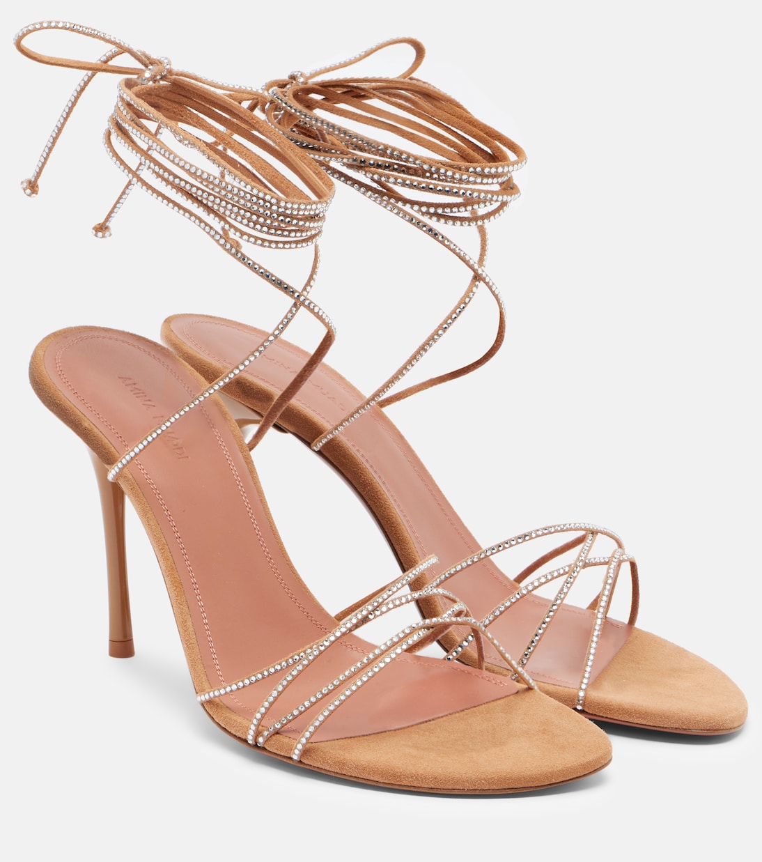 Sandali Lori 95 in suede con cristalli | Amina Muaddi